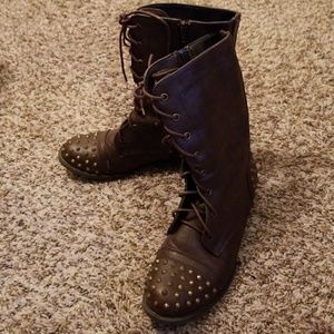 Brown studded boots
